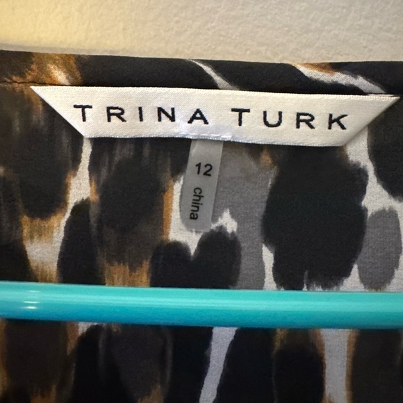 TRINA TURK WOMENS MEGAN CHEETA PRINT SILK GEORGETTE DRESS SIZE 12 - Picture 4 of 6